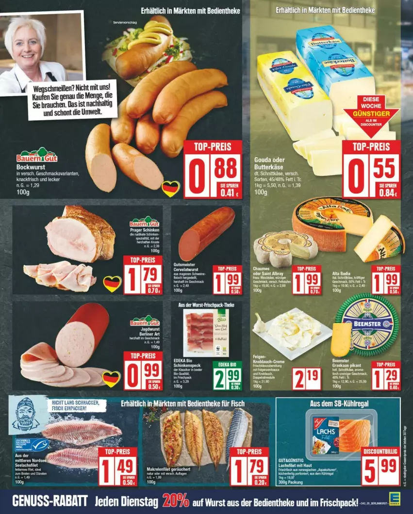 Aktueller Prospekt Edeka - Prospekte - von 19.10 bis 26.10.2024 - strona 5 - produkty: berliner, bockwurst, dell, eis, gouda, Käse, nuss, Rauch, reis, schnittkäse, Ti, top-preis, wurst