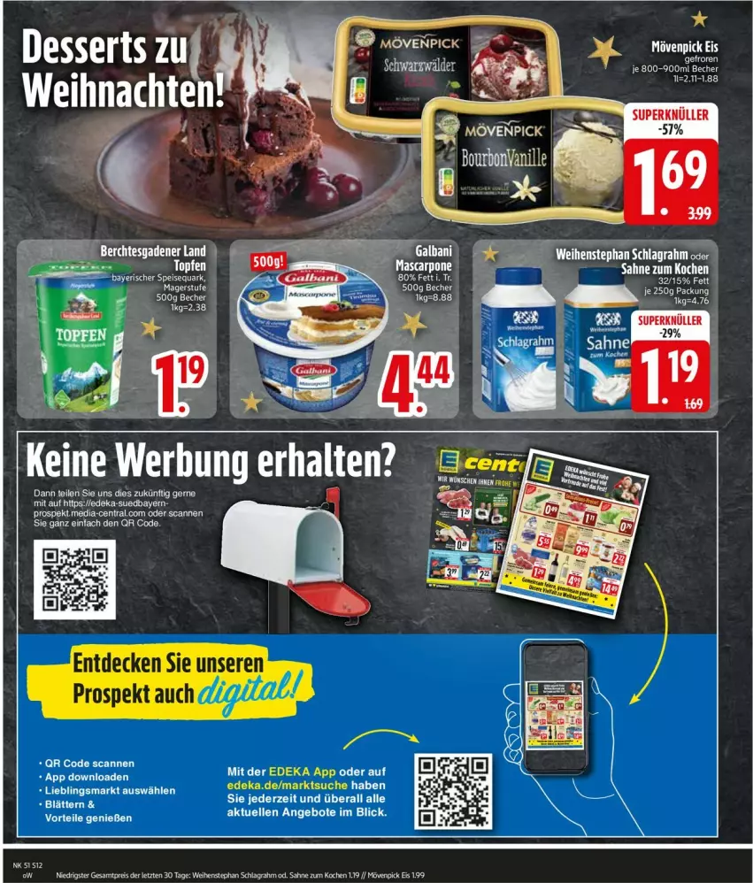 Aktueller Prospekt Edeka - Prospekte - von 16.12 bis 21.12.2024 - strona 14 - produkty: angebot, angebote, Becher, decke, deka, deo, eis, elle, mövenpick, mövenpick eis, quark, reis, sahne, schlagrahm, speisequark, Ti, weihenstephan, weihnachten, ZTE