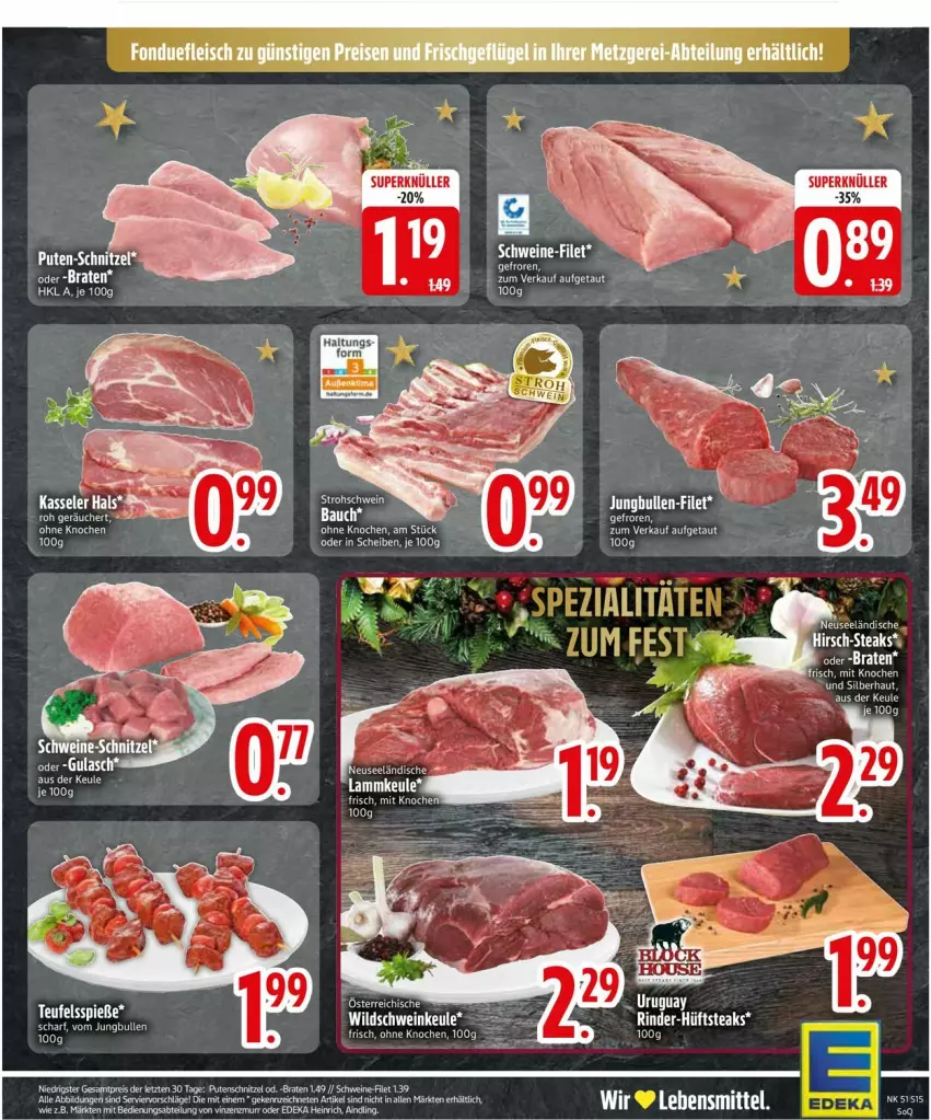 Aktueller Prospekt Edeka - Prospekte - von 16.12 bis 21.12.2024 - strona 17 - produkty: Bau, deka, filet, gulasch, rel, schwein, schweine, schweine-filet, steak, steaks, tee, Ti, wein, weine, Wild, Wildschwein