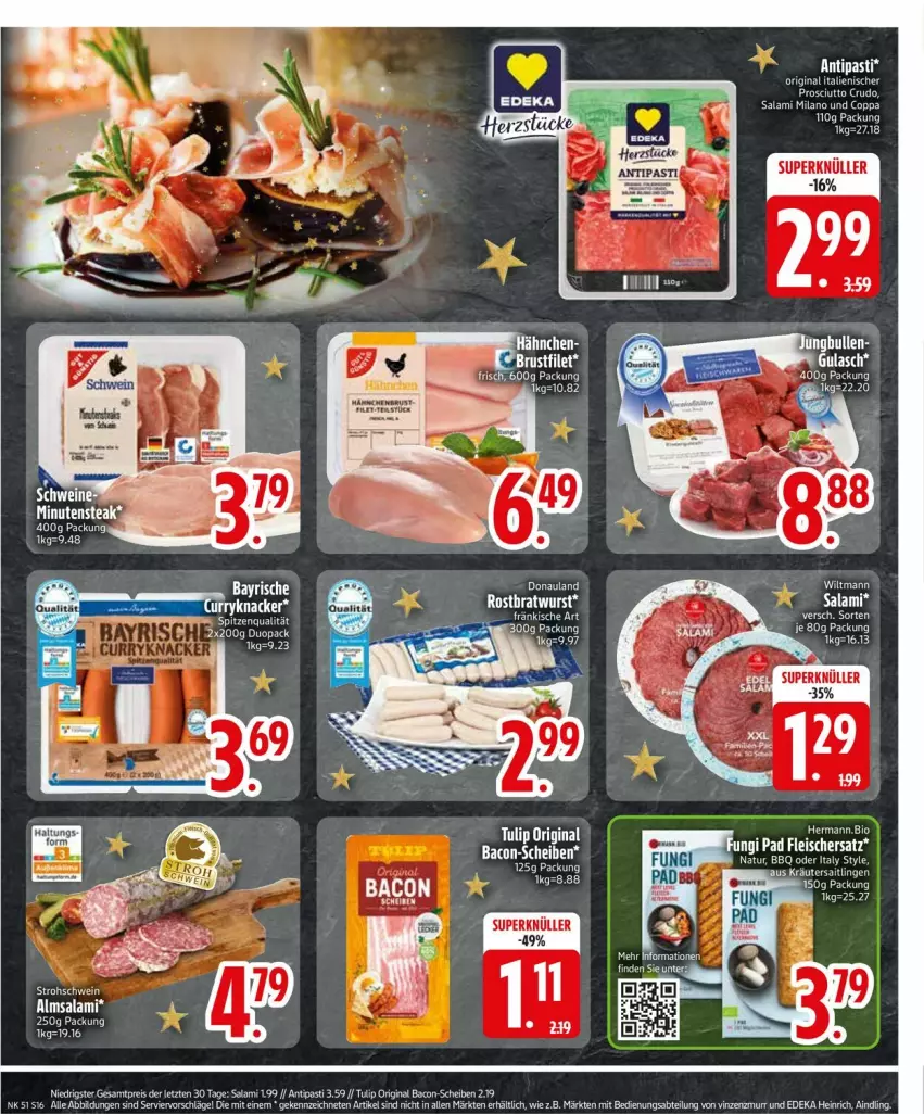 Aktueller Prospekt Edeka - Prospekte - von 16.12 bis 21.12.2024 - strona 18 - produkty: Abtei, antipasti, asti, bacon, bio, deka, eis, fleisch, gin, kräuter, natur, reis, salami, spitzenqualität, Ti, tulip, ZTE