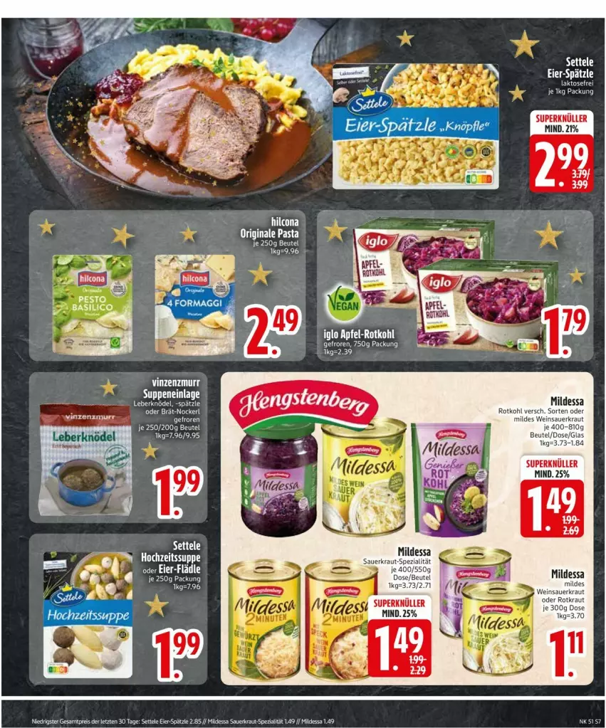 Aktueller Prospekt Edeka - Prospekte - von 16.12 bis 21.12.2024 - strona 9 - produkty: auer, beutel, eier, gin, hilcona, Kraut, pasta, pely, rotkohl, Sauerkraut, Spezi, wein, Weinsauerkraut, ZTE