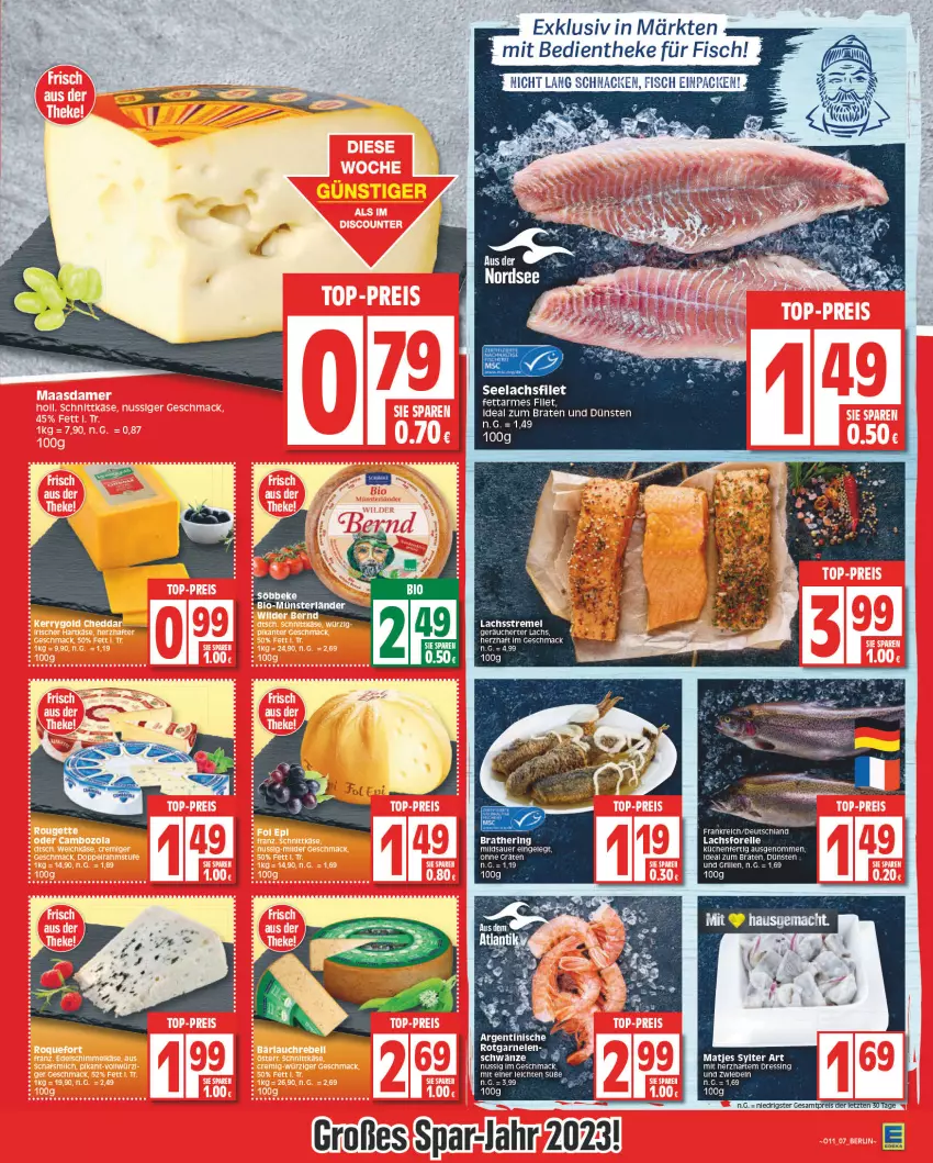 Aktueller Prospekt Edeka - Angebote der Woche - von 13.03 bis 18.03.2023 - strona 7 - produkty: auer, bio, braten, dressing, filet, fisch, garnelen, grill, hering, ideal zum braten, küche, Küchen, lachs, lachsfilet, mac, nuss, ring, seelachsfilet, söbbeke, tee, Ti, zwiebel, zwiebeln