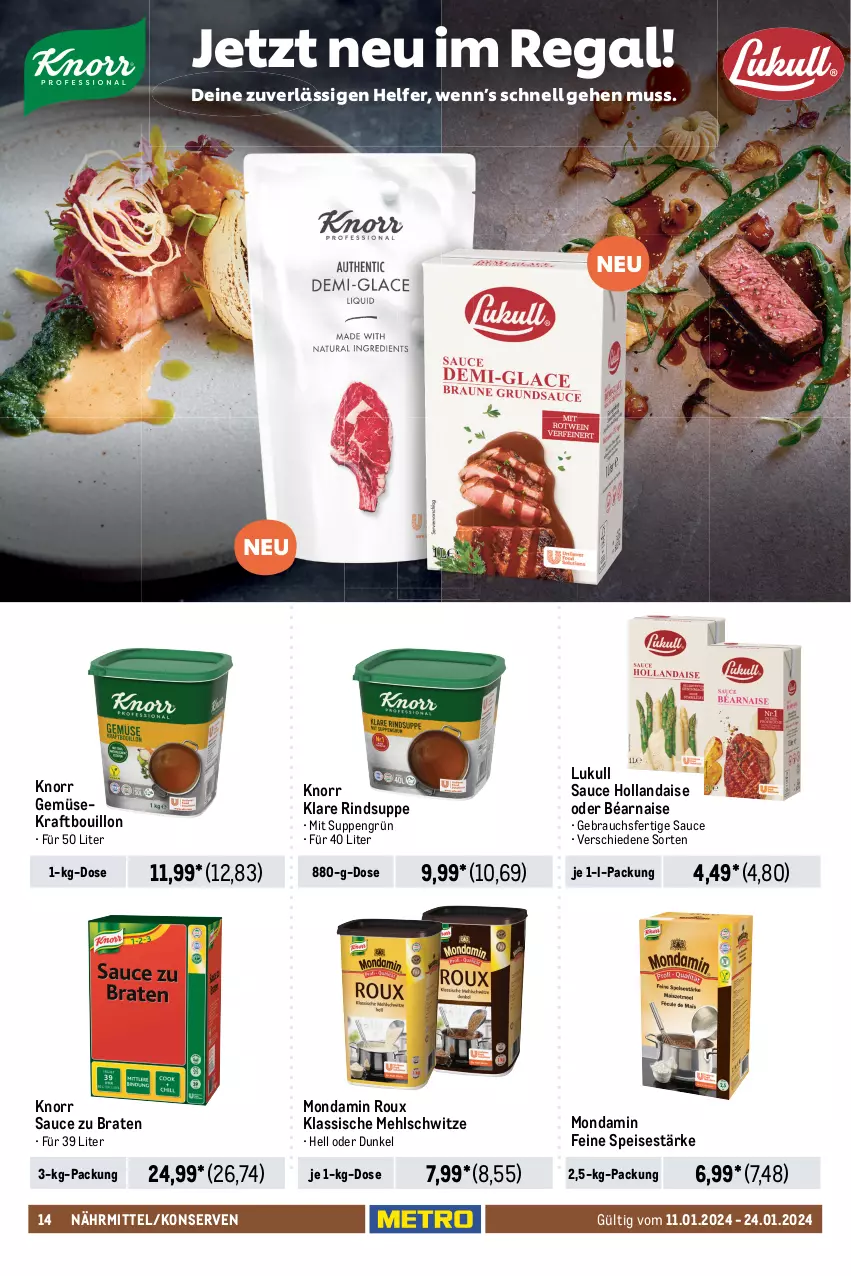 Aktueller Prospekt Metro - GastroJournal - von 11.01 bis 24.01.2024 - strona 14 - produkty: auer, Bad, bag-in-box, beutel, braten, eimer, eis, erbsen, hollandaise, kichererbsen, knorr, Konserven, kraft, lukull, mehl, Metro, mit gemüse, mondamin, Paniermehl, pizza, Pizzamehl, preisvorteil, Rauch, regal, reis, rind, ring, sac, salz, sauce, sauce hollandaise, schnitten, suppe, suppen, teigwaren, Ti, tomate, tomaten, Vegeta