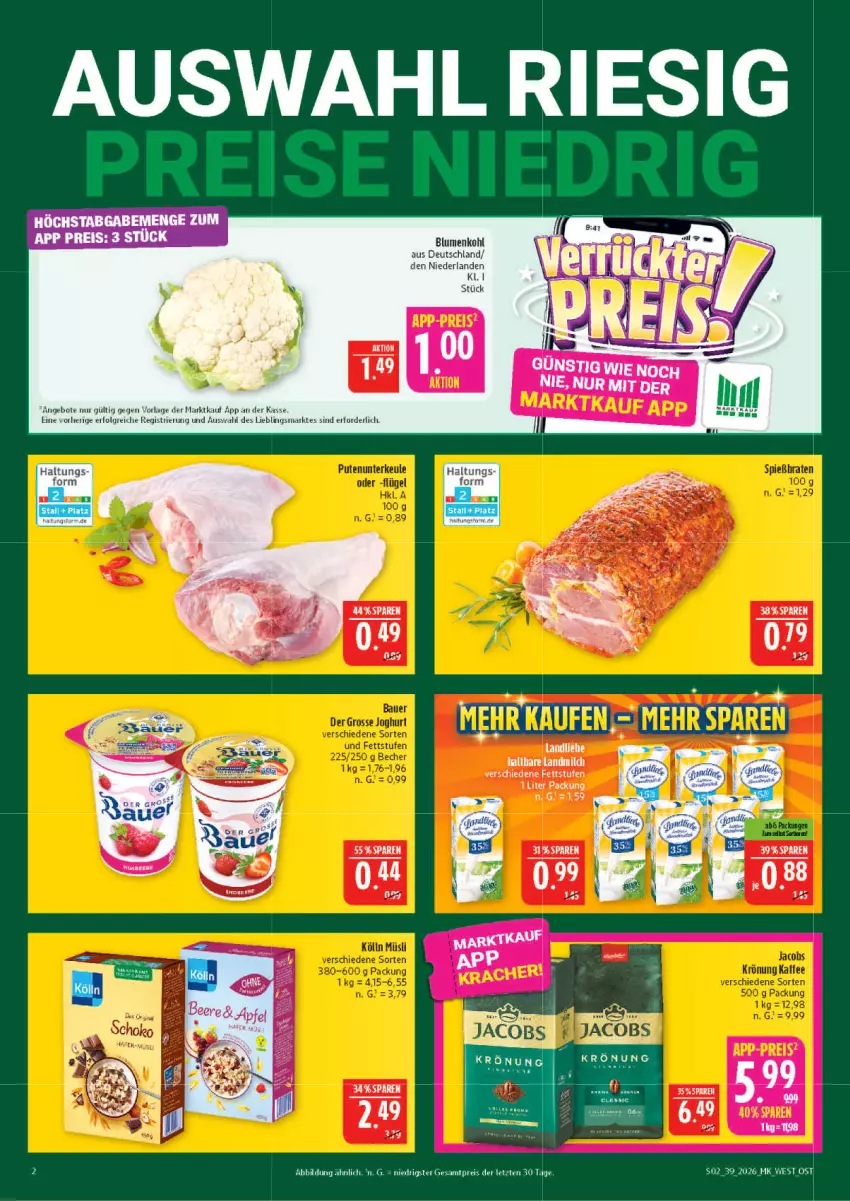 Aktueller Prospekt Marktkauf - Prospekt - von 20.09 bis 26.09.2026 - strona 2 - produkty: angebot, angebote, blume, blumen, blumenkohl, eis, landmilch, LG, milch, reis, Ti, ZTE