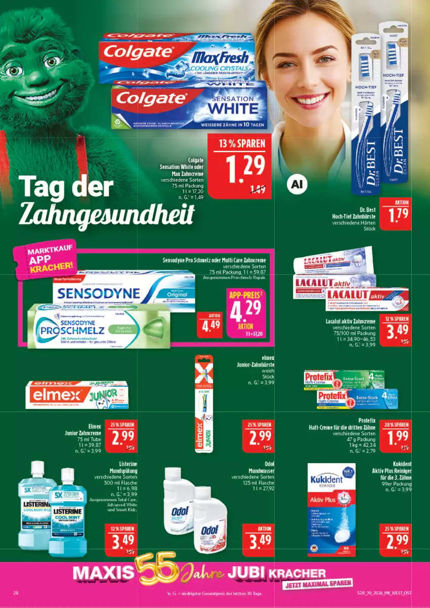 Aktueller Prospekt Marktkauf - Prospekt - von 20.09 bis 26.09.2026 - strona 28 - produkty: bett, bürste, colgate, creme, eis, flasche, kracher, Kukident, LG, mundspülung, sensodyne, spülung, Ti, total care, zahnbürste, zahncreme