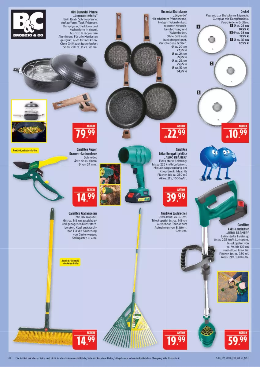 Aktueller Prospekt Marktkauf - Prospekt - von 20.09 bis 26.09.2026 - strona 34 - produkty: akku, aust, Backform, backofen, bratpfanne, Brei, decke, Deckel, eis, fritteuse, Garten, Gartenschere, herdarten, Holz, kuchen, Ofen, pfanne, pfannen, Pfau, reis, Schere, schmorpfanne, Teleskop, teleskopstiel, Ti, topf