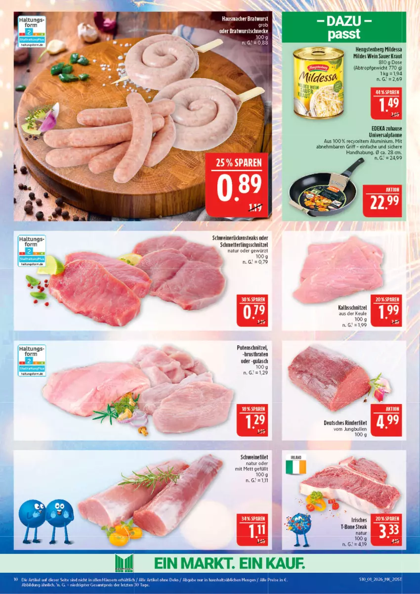 Aktueller Prospekt Marktkauf - Prospekt - von 28.12.2025 bis 03.01.2026 - strona 10 - produkty: auer, bratwurst, deka, eis, filet, gewürz, gulasch, Hausmacher, jungbullen, kalbsschnitzel, Kraut, mac, Mett, natur, pfanne, pute, putenschnitzel, reis, rind, rinder, rinderfilet, Rückensteak, rückensteaks, Schmetterling, schnitzel, schwein, schweine, schweinefilet, schweinerücken, steak, steaks, T-Bone Steak, Ti, wein, weine, wurst, ZTE