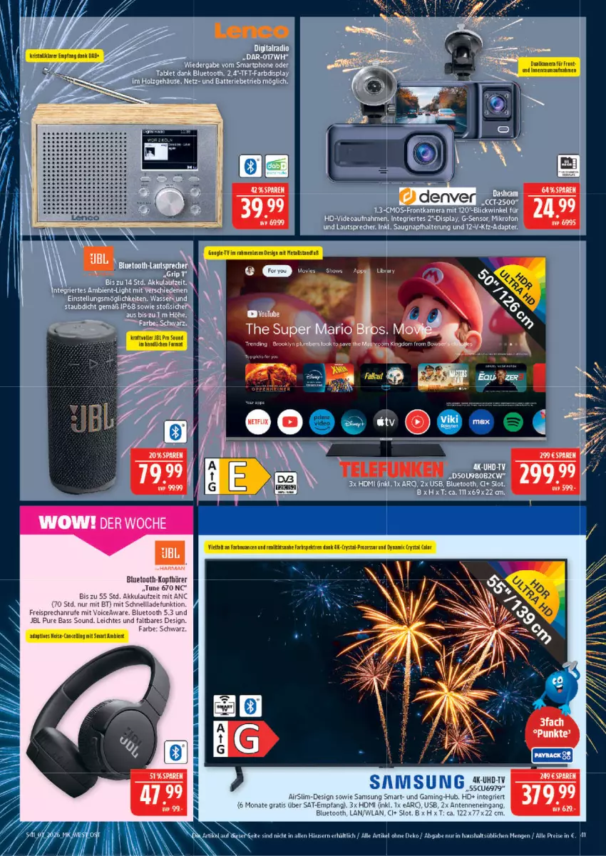 Aktueller Prospekt Marktkauf - Prospekt - von 28.12.2025 bis 03.01.2026 - strona 41 - produkty: akku, eis, feta, HDMI, jbl, kamera, kopfhörer, kraft, reis, Samsung, schnellladefunktion, Ti, usb, wolle