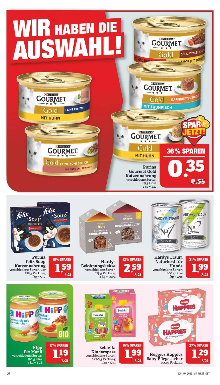 Aktueller Prospekt Marktkauf - Prospekt - von 02.10 bis 08.10.2022 - strona 32 - produkty: bebivita, felix, Germ, gourmet gold, katzennahrung, keks, kekse, Kinder, natur, purina, truthahn, tuc, Tucher, vita