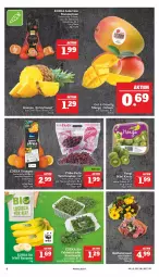 Gazetka promocyjna Marktkauf - Prospekt - Gazetka - ważna od 08.10 do 08.10.2022 - strona 10 - produkty: ananas, banane, bananen, bio, cola, deka, edeka bio, feldsalat, kiwi, mandarine, mandarinen, mango, Ria, rucola, salat, Schal, Schale, tafeltrauben, tee, Ti, trauben