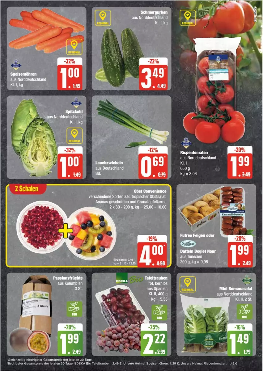 Aktueller Prospekt Edeka - Prospekte - von 26.08 bis 31.08.2024 - strona 7 - produkty: ananas, apfel, bio, deka, edeka bio, eier, eis, grana, granatapfel, granatapfelkerne, Lauchzwiebel, lauchzwiebeln, möhren, obst, Rana, reis, rispentomaten, salat, schnitten, speisemöhren, tafeltrauben, Ti, tomate, tomaten, trauben, ZTE, zwiebel, zwiebeln