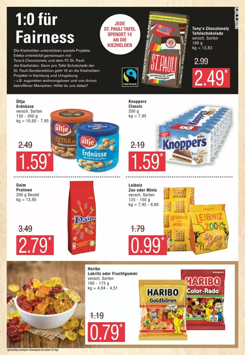 Aktueller Prospekt Edeka - Prospekte - von 27.04 bis 04.05.2024 - strona 21 - produkty: beutel, daim, deka, eis, erdnüsse, frucht, fruchtgummi, haribo, knoppers, Lakritz, leibniz, pralinen, reis, schoko, schokolade, tafelschokolade, Ti, ültje, ZTE