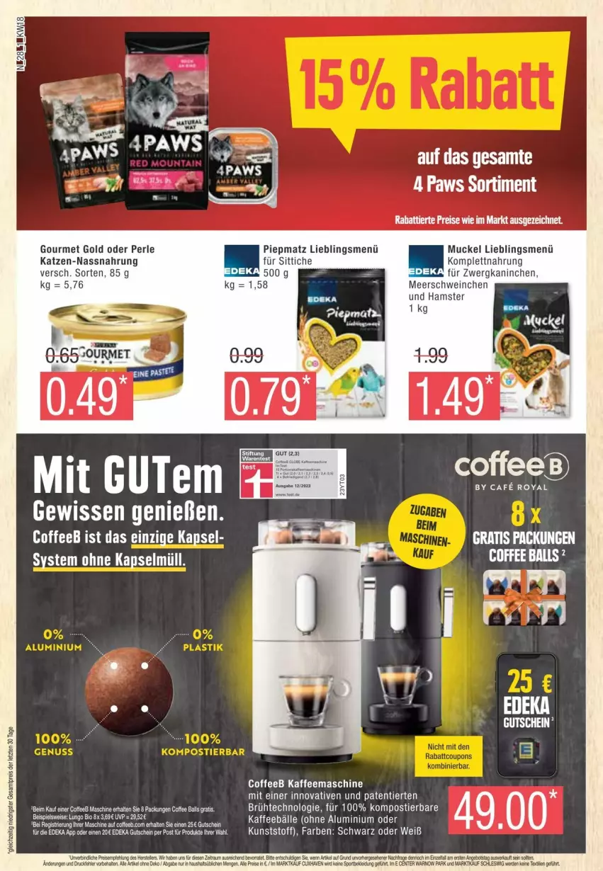 Aktueller Prospekt Edeka - Prospekte - von 27.04 bis 04.05.2024 - strona 28 - produkty: angebot, eis, ente, gourmet gold, kaffee, kaffeemaschine, Nassnahrung, reis, rind, schwein, Stier, tee, Ti, wein, ZTE