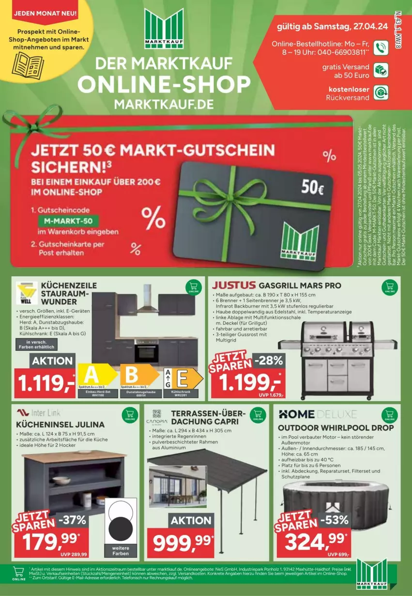 Aktueller Prospekt Edeka - Prospekte - von 27.04 bis 04.05.2024 - strona 43 - produkty: abzugshaube, Bau, Cap, decke, Deckel, dunstabzug, dunstabzugshaube, edelstahl, eier, gasgrill, grill, guthabenkarte, gutschein, hocker, korb, küche, Küchen, Küchenzeile, kühlschrank, LG, mars, messer, ndk, pool, Schal, Schale, Schrank, tee, Ti, uhr, Whirlpool