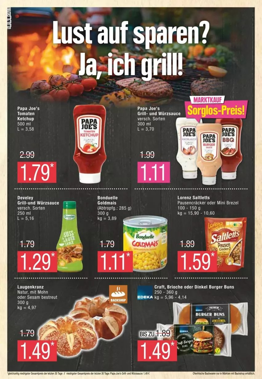 Aktueller Prospekt Edeka - Prospekte - von 27.04 bis 04.05.2024 - strona 8 - produkty: backwaren, brezel, burger, burger buns, eis, Goldmais, grill, Kranz, LG, lorenz, mais, natur, Ofen, Papa Joe's, reis, saltletts, sauce, sesam, tomate, tomaten, würzsauce, ZTE