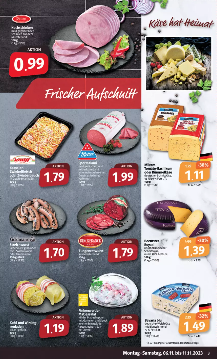 Aktueller Prospekt Markant - Prospekte - von 06.11 bis 11.11.2023 - strona 3 - produkty: basilikum, Beemster, creme, deutscher schnittkäse, deutscher weichkäse, eis, erde, garnelen, joghur, joghurt, Käse, kochschinken, matjes, Meister, milram, reis, salat, schinken, schnittkäse, Speck, Ti, tomate, tomate-basilikum, weichkäse, ZTE