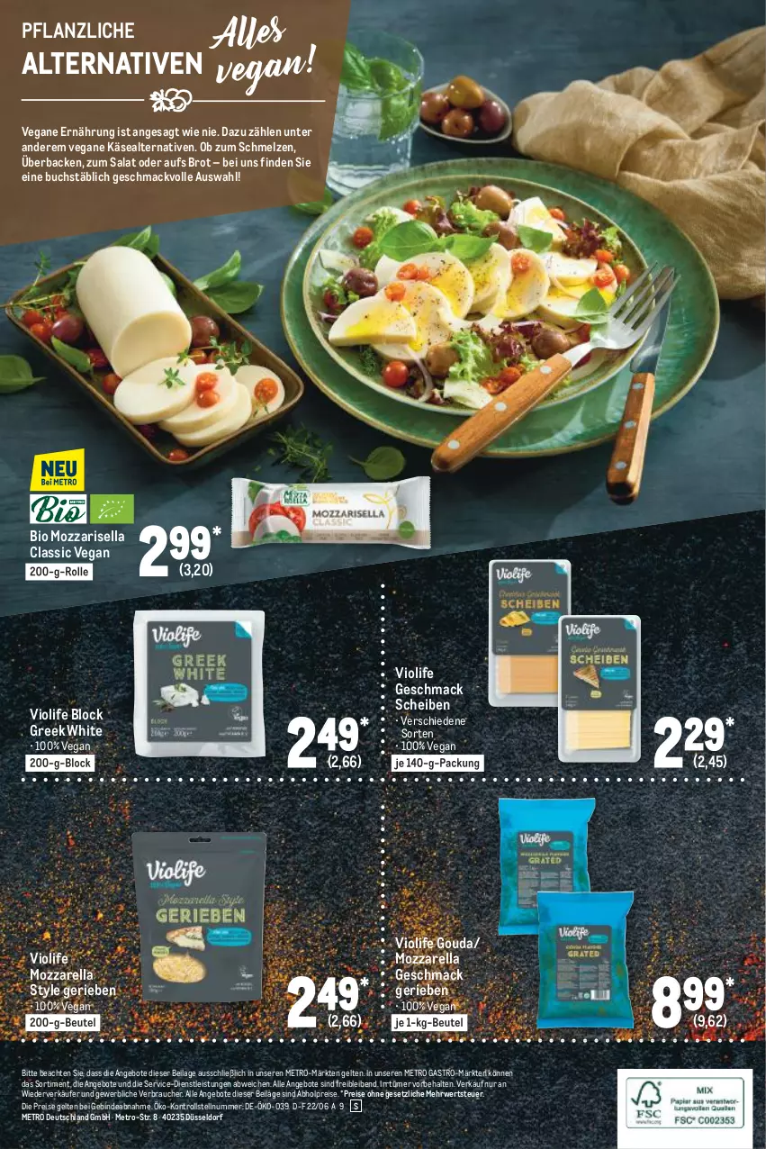 Aktueller Prospekt Metro - Käse Spezial - von 02.06 bis 29.06.2022 - strona 8 - produkty: abholpreise, angebot, angebote, beutel, bio, brot, buch, eis, gouda, ilag, Käse, mac, Metro, metro gastro, mozzarella, Rauch, reis, rel, rwe, salat, Ti