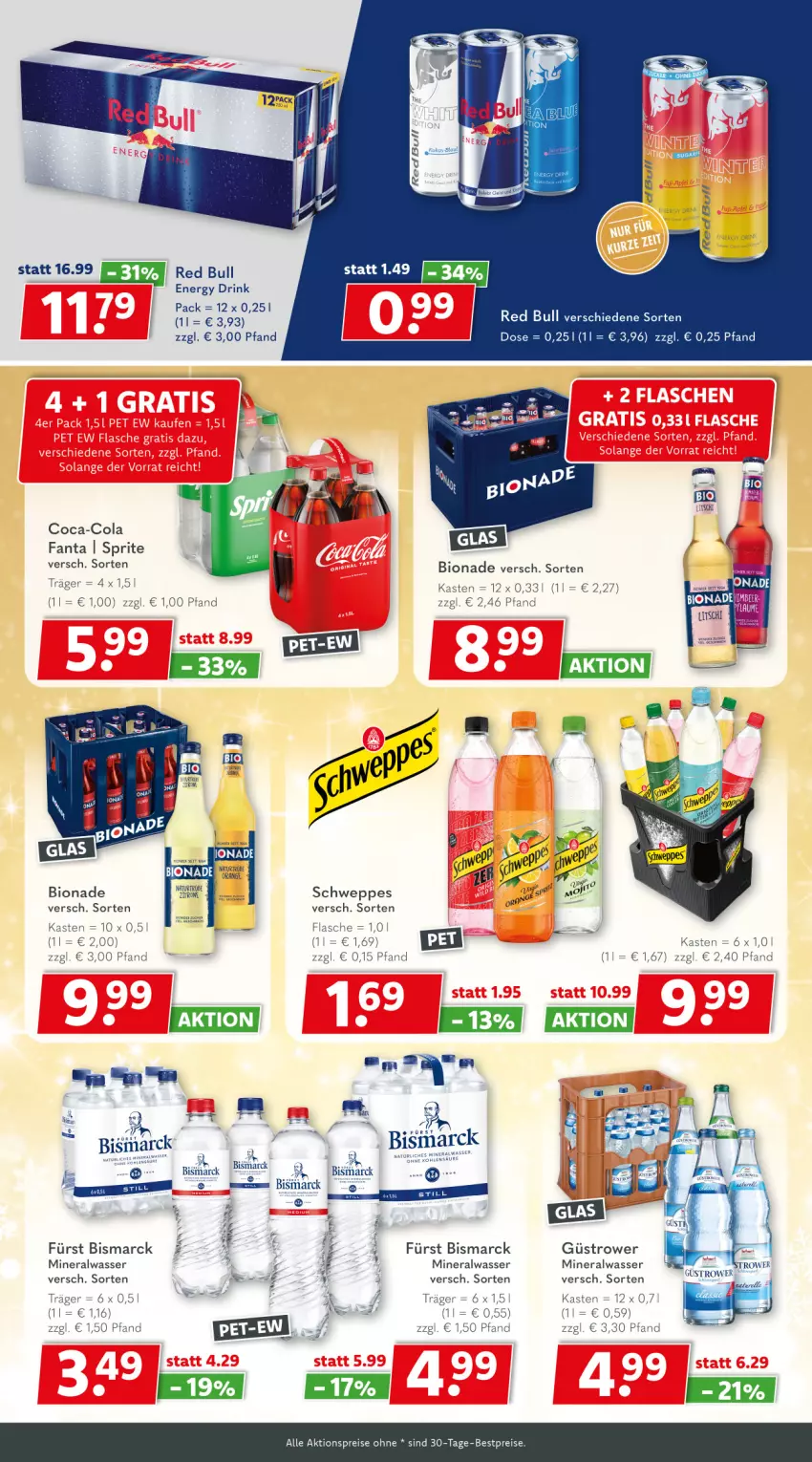 Aktueller Prospekt Getraenkeland - von 21.12.2025 bis 02.01.2026 - strona 4 - produkty: aktionspreis, Alwa, bestpreis, bestpreise, bio, bionade, bismarck, coca-cola, cola, drink, eis, energy drink, fanta, flasche, mineralwasser, natur, red bull, reis, schweppes, sprite, Ti, wasser