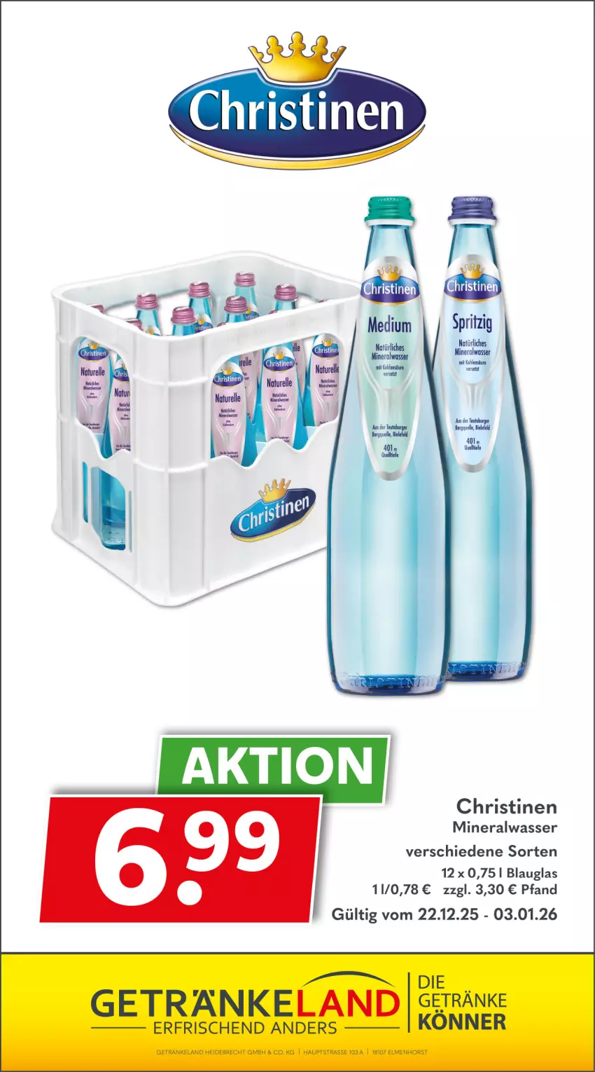 Aktueller Prospekt Getraenkeland - von 21.12.2025 bis 02.01.2026 - strona 6 - produkty: Alwa, burger, elle, mineralwasser, natur, rel, Ti, wasser