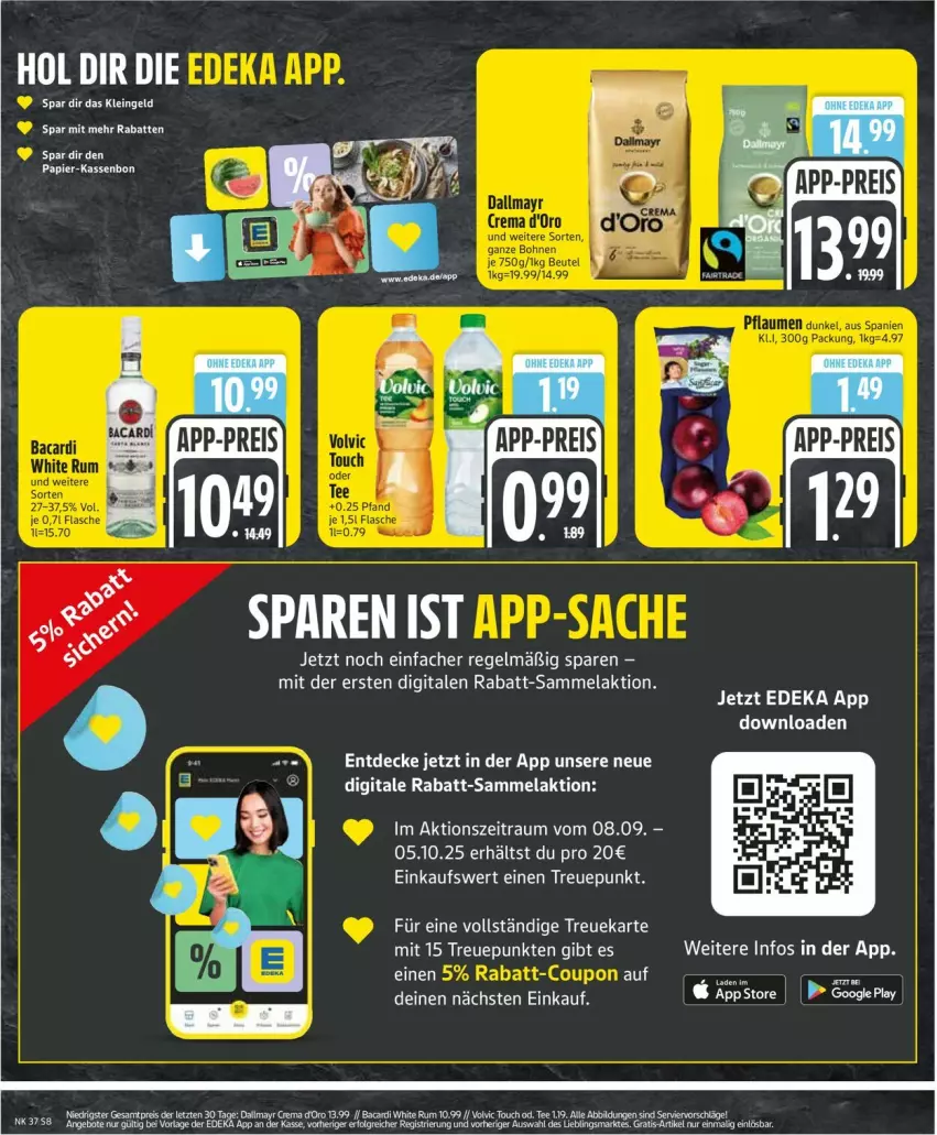 Aktueller Prospekt Edeka - Prospekte - von 08.09 bis 13.09.2025 - strona 10 - produkty: bacardi, dallmayr, decke, deka, eis, K2, LG, reis, Ria, rum, tee, Ti, white rum, ZTE
