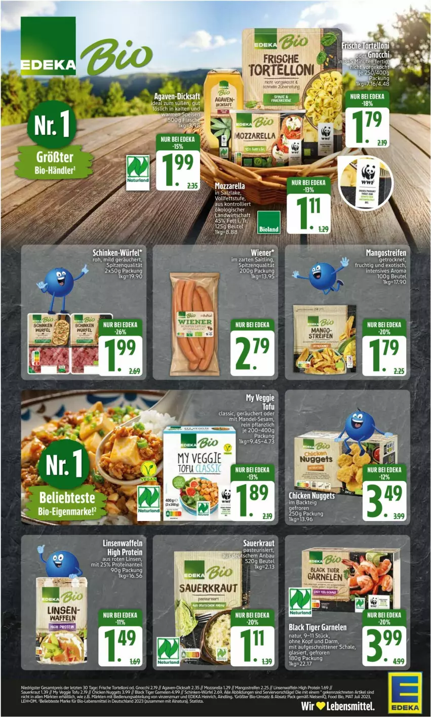 Aktueller Prospekt Edeka - Prospekte - von 08.09 bis 13.09.2025 - strona 2 - produkty: agaven, auer, beutel, bio, Bose, chicken nuggets, deka, dicksaft, disney, eis, fisch, fische, frucht, im zarten saitling, Kraut, lack, lebensmittel, linsen, mango, mangos, mozzarella, natur, natura, nuggets, reis, rel, saft, salz, Sauerkraut, Schal, Schale, schinken, schnitten, sesam, spitzenqualität, tee, Ti, tisch, Tofu, trolli, veggie, waffeln, ZTE