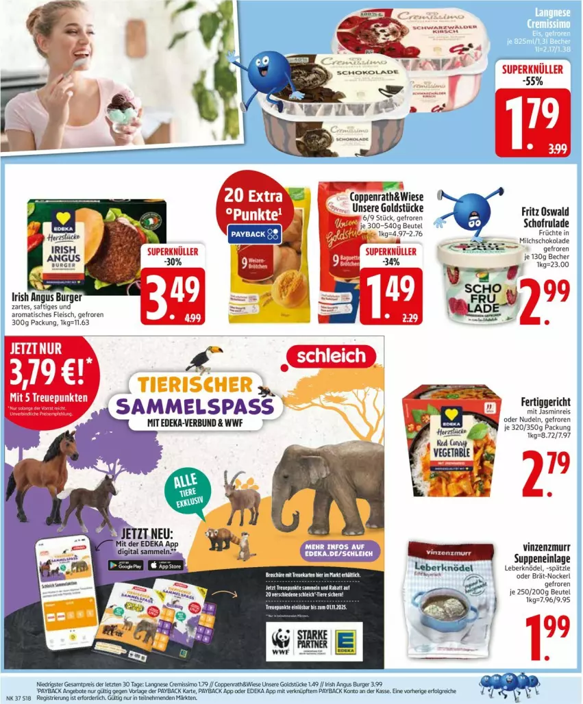 Aktueller Prospekt Edeka - Prospekte - von 08.09 bis 13.09.2025 - strona 20 - produkty: angebot, angebote, Becher, beutel, burger, coppenrath, deka, eis, fertiggericht, fleisch, fritz, früchte, Goldstücke, Knödel, Leberknödel, LG, milch, nudel, nudeln, payback, reis, saft, Schleich, schoko, schokolade, suppe, suppen, Ti, tisch, ZTE