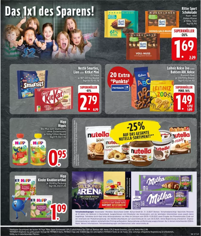 Aktueller Prospekt Edeka - Prospekte - von 08.09 bis 13.09.2025 - strona 23 - produkty: angebot, angebote, bahlsen, beutel, bio, deka, eis, elle, keks, kekse, kitkat, leibniz, LG, lion, nuss, payback, reis, ritter, ritter sport, schoko, schokolade, smarties, Sport, tee, Ti, ZTE