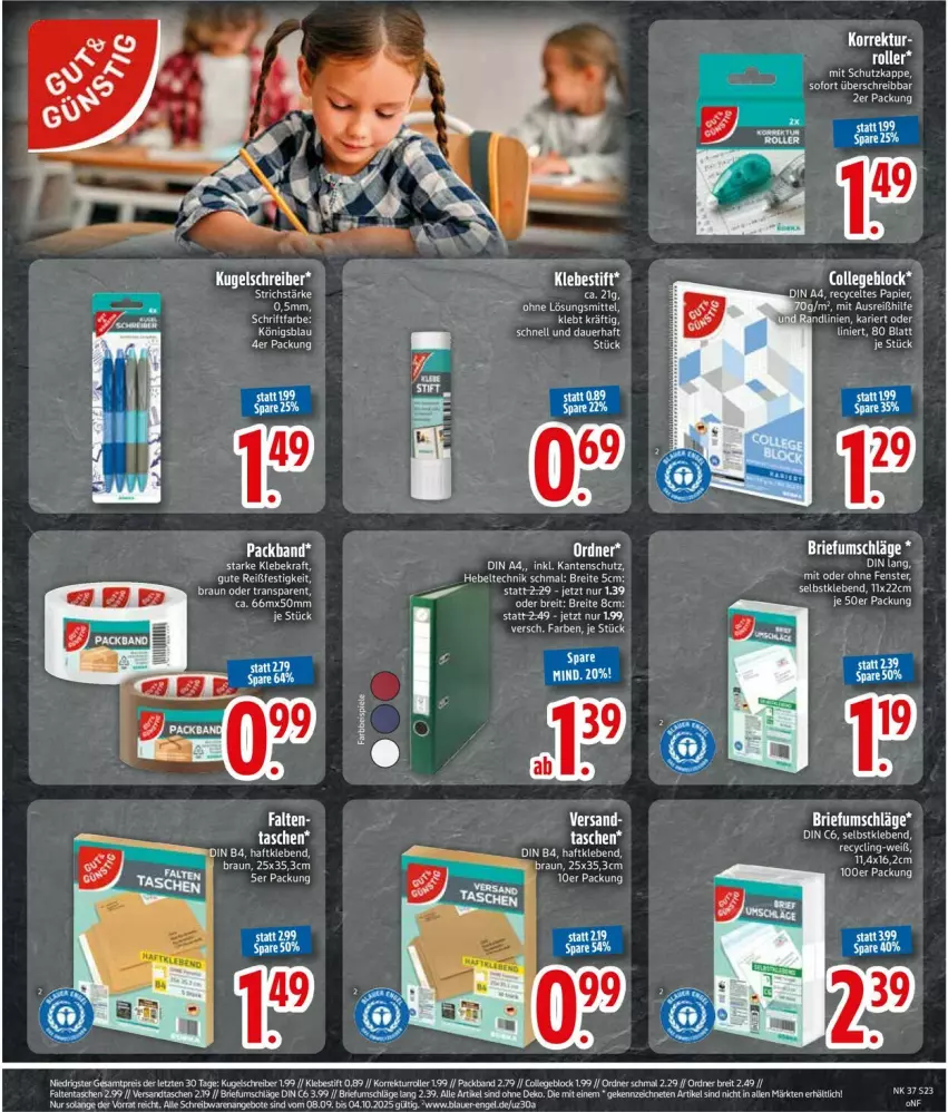 Aktueller Prospekt Edeka - Prospekte - von 08.09 bis 13.09.2025 - strona 25 - produkty: auer, braun, Brei, brie, collegeblock, eis, Kugel, kugelschreiber, LG, ordner, Packband, reis, Roller, tee, Ti, ZTE