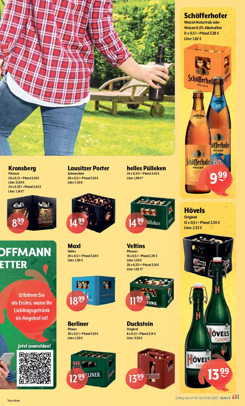 Aktueller Prospekt Getraenke Hoffmann - Prospekte - von 27.03 bis 01.04.2023 - strona 5 - produkty: alkohol, angebot, Berger, berliner, bier, Duck, elle, getränk, gin, Hefe, kellerbier, krombache, krombacher, LG, natur, pils, pilsener, pilsner, pilsner urquell, schöfferhofer, Stiegl, Ti, veltins, veltins pilsener, weihenstephan