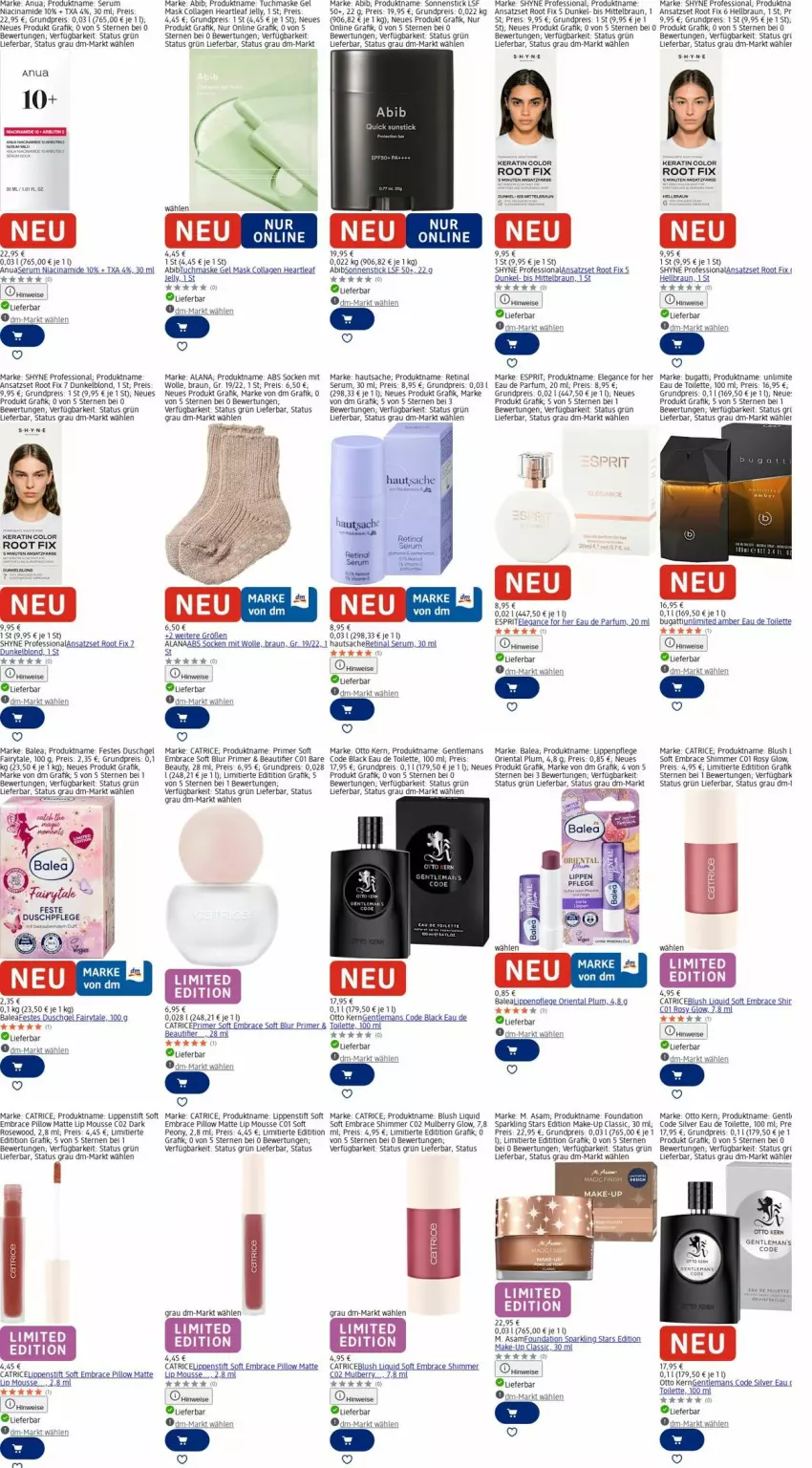 Aktueller Prospekt Dm Drogerie - Prospekte - von 24.11 bis 03.12.2025 - strona 4 - produkty: Amber, Bad, braun, bugatti, cin, Collagen, Duck, duschgel, Eau de parfum, eau de toilette, eis, erde, esprit, fairy, lack, Lippenpflege, Lippenstift, Make-up, Maske, mousse, Otto kern, parfum, reis, rum, sac, Serum, socken, sprite, Ti, tuc, tuchmaske, uhr, wolle