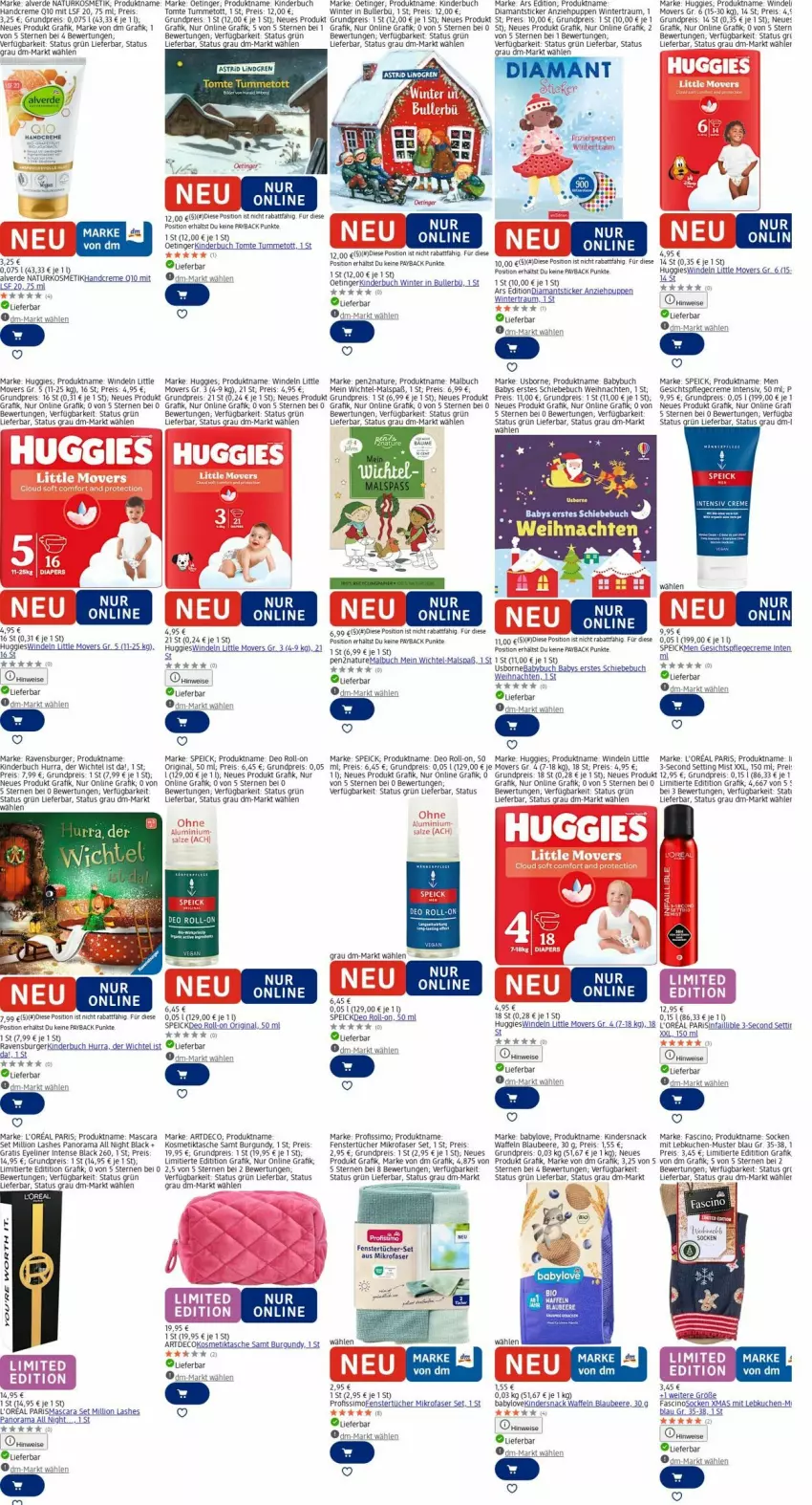 Aktueller Prospekt Dm Drogerie - Prospekte - von 24.11 bis 03.12.2025 - strona 9 - produkty: Alverde, Astrid, Babylove, beere, Blaubeer, blaubeere, buch, burger, cin, creme, deo, deo roll-on, eis, erde, Eyeliner, fenster, gesichtspflege, gin, handcreme, HP, Huggies, Kinder, Kinderbuch, kosmetik, Kosmetiktasche, kuchen, l'oreal, lack, latte, Lebkuchen, LG, lion, Malbuch, Mascara, mikrofaser, natur, naturkosmetik, payback, Pflegecreme, Profissimo, Puppe, Q10, rama, ravensburger, reis, roll-on, sim, snack, socken, Speick, Tasche, tee, Ti, tücher, usb, waffeln, weihnachten, Wichtel, windeln, xmas