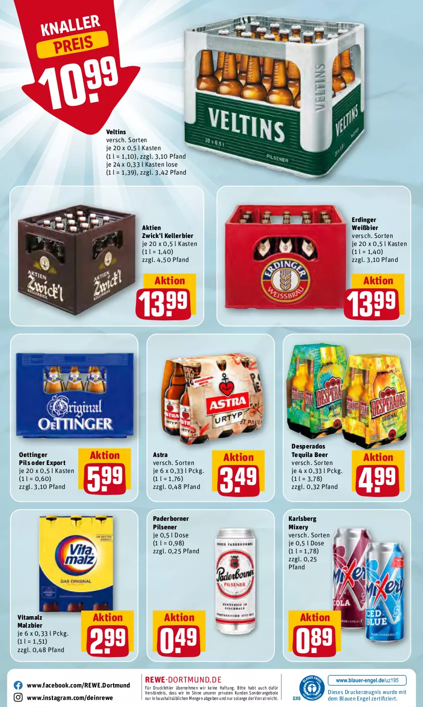 Aktueller Prospekt Rewe - Diese Woche im Angebot! - von 23.05 bis 28.05.2022 - strona 24 - produkty: angebot, angebote, Astra, bier, desperados, drucker, eis, elle, Engel, erdinger, karlsberg, karlsberg mixery, kellerbier, kerze, malz, Mixer, mixery, oettinger, pils, pilsener, reis, tequila, Ti, veltins, vita, vitamalz, WICK