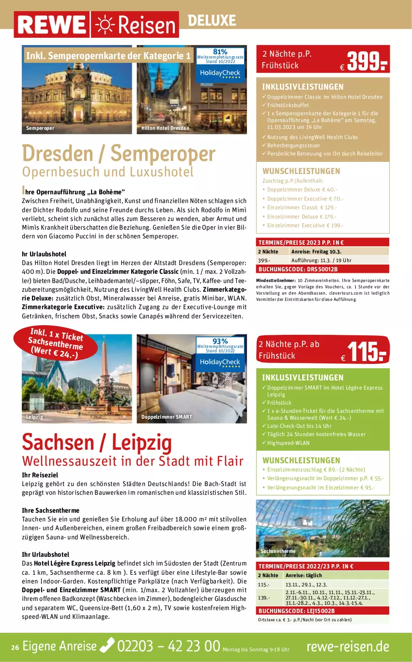 Aktueller Prospekt Rewe Reisen - Reiseprospekt - von 06.06.2023 bis 30.12.2022 - strona 26 - produkty: Alwa, axe, Bad, Bademantel, Bau, bett, buch, cin, dusche, eier, eis, elle, getränk, getränke, inklusivleistungen, kaffee, Mantel, mineralwasser, ndk, obst, Odol, reis, rum, rwe, sac, slip, Slipper, snack, snacks, spee, tee, Ti, tisch, uhr, waschbecken, wasser, wellnessbereich