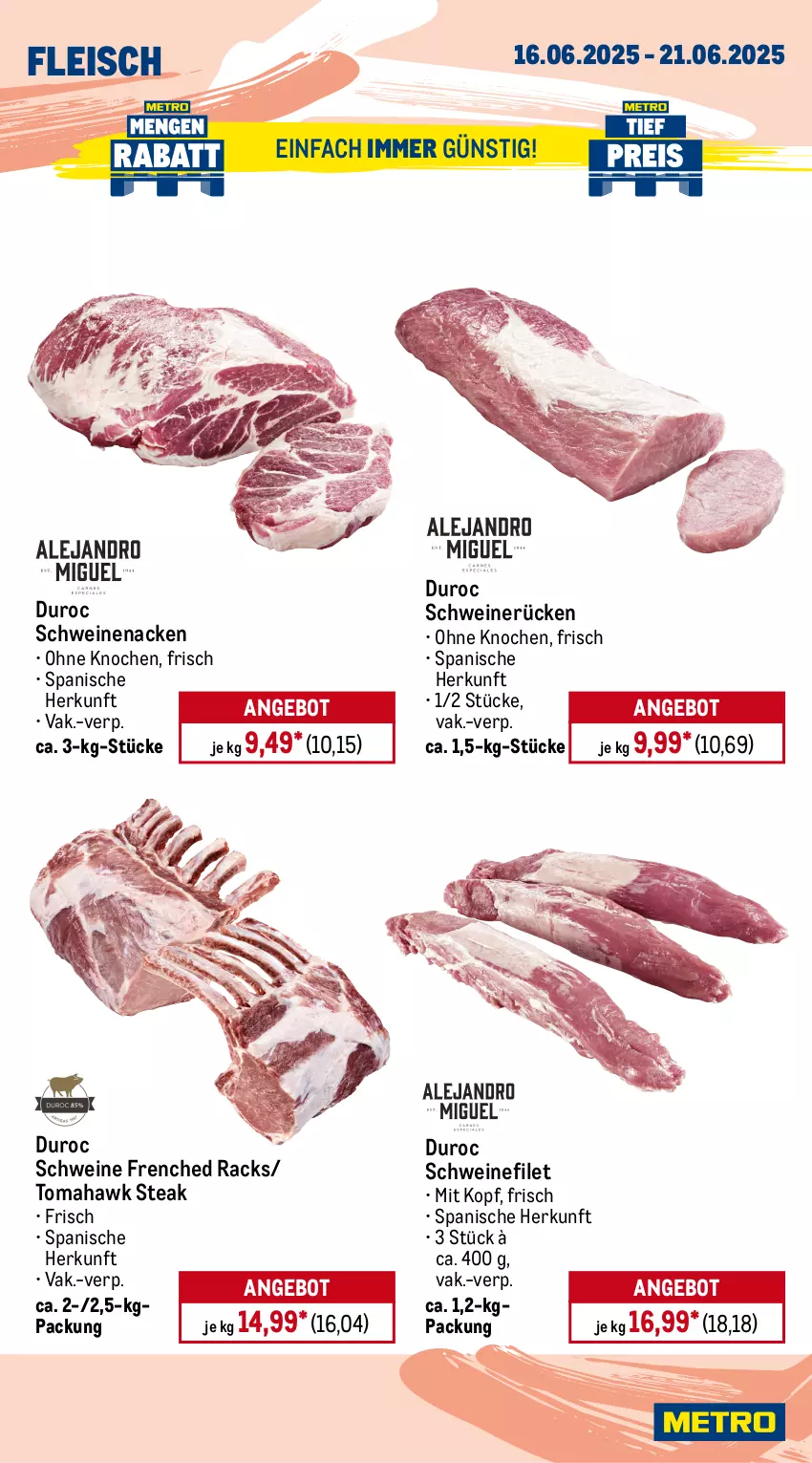 Aktueller Prospekt Metro - Wochen-Angebote Gastro - von 16.06 bis 21.06.2025 - strona 4 - produkty: Abtei, angebot, angebote, aqua, eis, filet, filets, fisch, fischtheke, fleisch, frischfisch, lachs, Metro, reis, rwe, schwein, schweine, schweinefilet, schweinenacken, schweinerücken, steak, Steinbeißer, Steinbeißerfilet, Ti, tiefpreis, wein, weine, Wild, wolfsbarsch