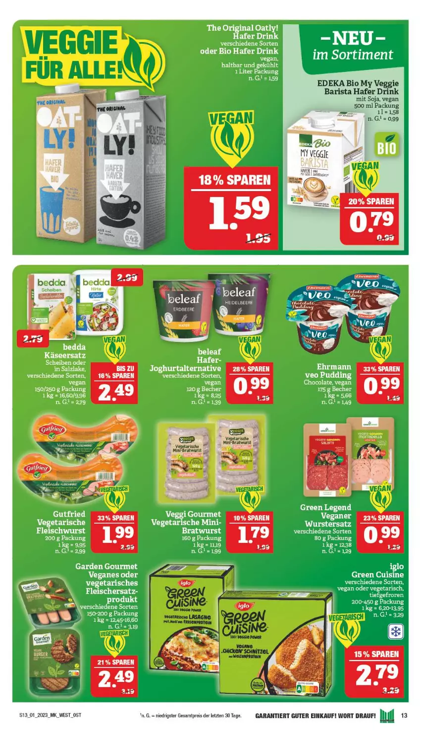 Aktueller Prospekt Marktkauf - Prospekt - von 01.01 bis 07.01.2022 - strona 13 - produkty: beere, bio, bratwurst, deka, drink, edeka bio, erdbeere, hafer, soja, veggie, wurst