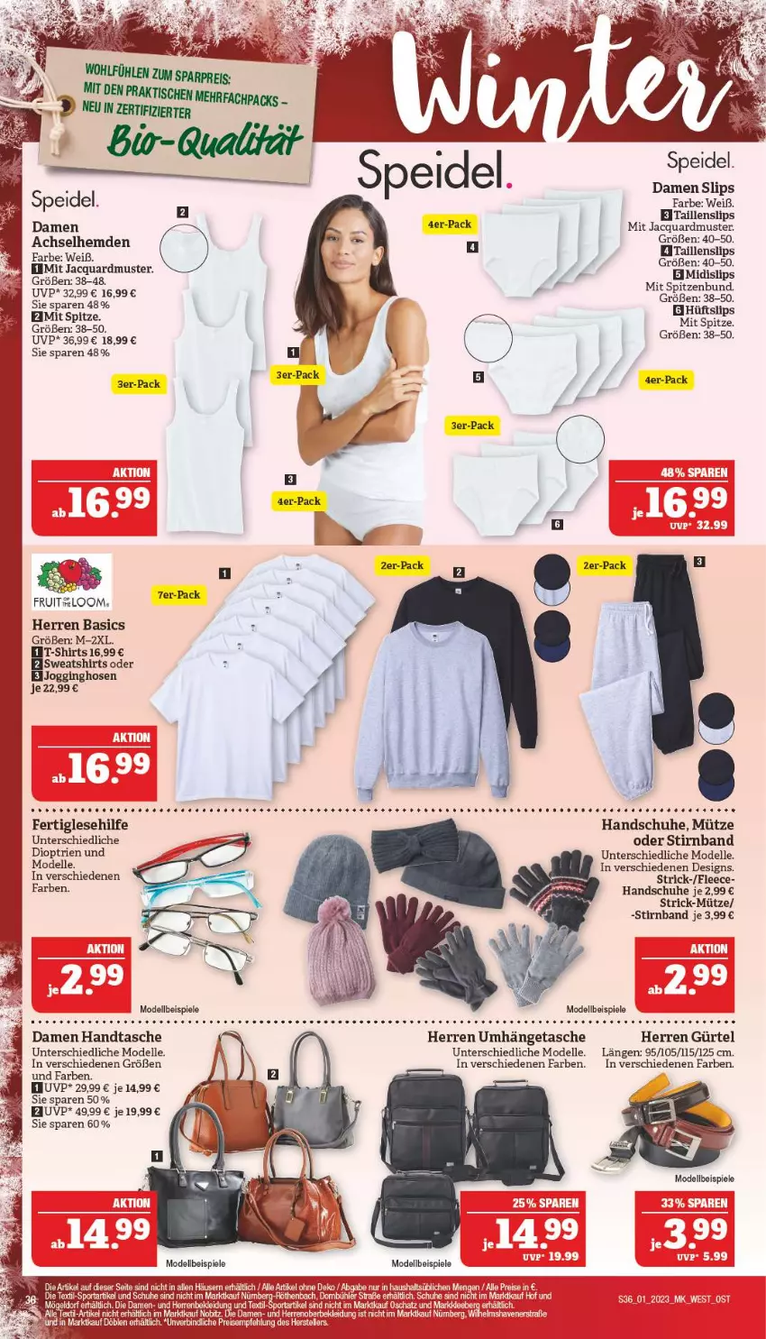 Aktueller Prospekt Marktkauf - Prospekt - von 01.01 bis 07.01.2022 - strona 36 - produkty: achselhemd, dell, eis, Elan, elle, gin, handschuhe, Handtasche, hemd, hemden, hose, hosen, Jogginghose, Jogginghosen, Mode, Mütze, rel, resa, schuhe, shirt, shirts, slip, slips, speidel, Spiele, Sweatshirt, T-Shirt, Taillenslip, Tasche, Ti, umhängetasche