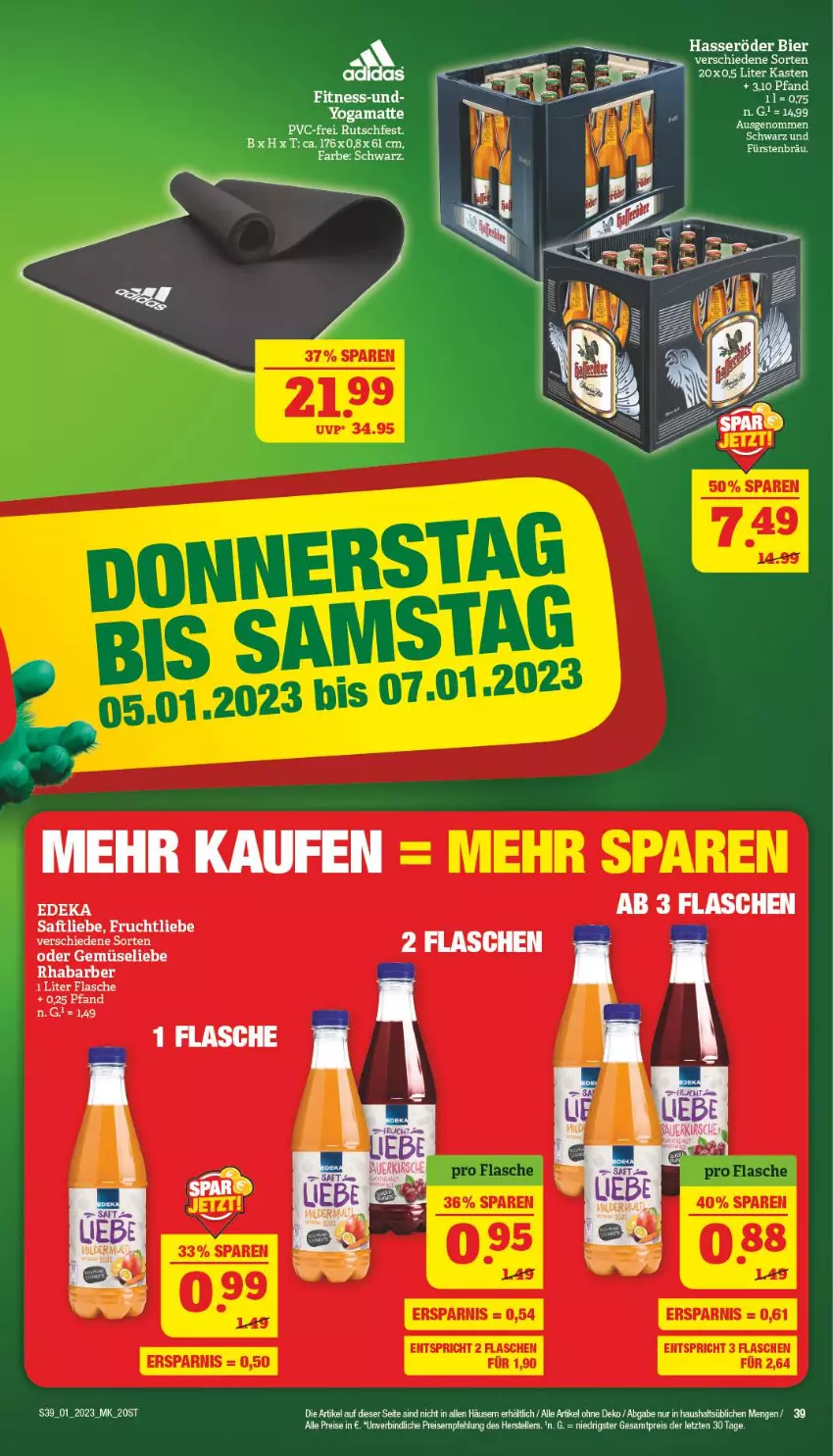 Aktueller Prospekt Marktkauf - Prospekt - von 01.01 bis 07.01.2022 - strona 39 - produkty: bier, eis, elle, flasche, frucht, hasseröder, reis, rhabarber, saft, teller, Ti, Yo, ZTE