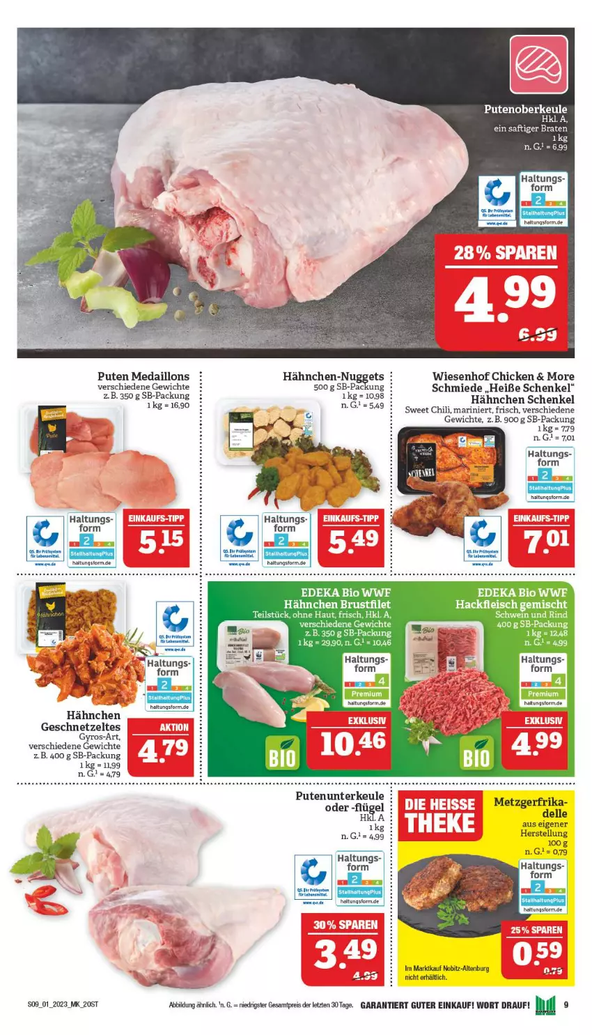 Aktueller Prospekt Marktkauf - Prospekt - von 01.01 bis 07.01.2022 - strona 9 - produkty: bio, brustfilet, chili, deka, dell, edeka bio, eis, elle, filet, fleisch, geschnetzeltes, gyros, hackfleisch, hackfleisch gemischt, hama, henkel, medaillons, nuggets, pute, Putenoberkeule, reis, rind, schenkel, schwein, schwein und rind, Ti, wein, wiesenhof, Zelt, ZTE