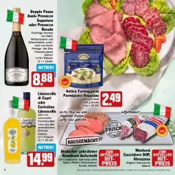 Gazetka promocyjna Hit - Feinkostbroschüre - Gazetka - ważna od 30.03 do 30.03.2024 - strona 4 - produkty: ACC, aktionspreis, apfel, aufschnitt, beef, beutel, Blüte, braten, Cap, doppio passo, ecco, eis, elle, flasche, frucht, gin, jungbullen, kräuter, likör, limo, montorsi, natur, parmigiano, parmigiano reggiano, passo, perla, pfeffer, prosecco, reggiano, reis, Ria, roastbeef, rosato, saft, salami, senf, sim, spitzenqualität, Ti, tisch, zitrone, zitronen, zwiebel