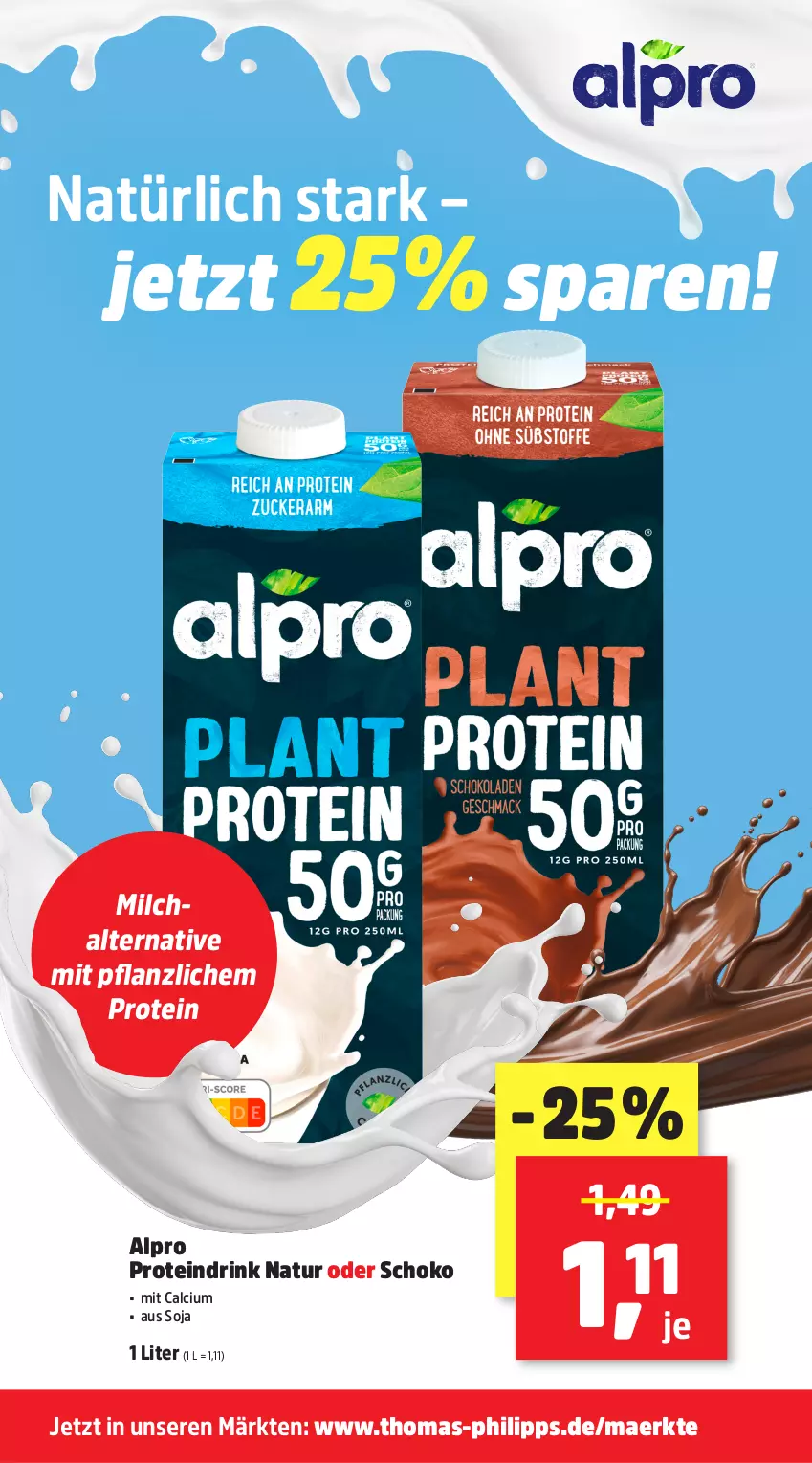 Aktueller Prospekt Thomas Philipps - von 08.09 bis 13.09.2025 - strona 14 - produkty: alpro, Calcium, drink, milch, natur, Proteindrink, schoko, soja, Ti