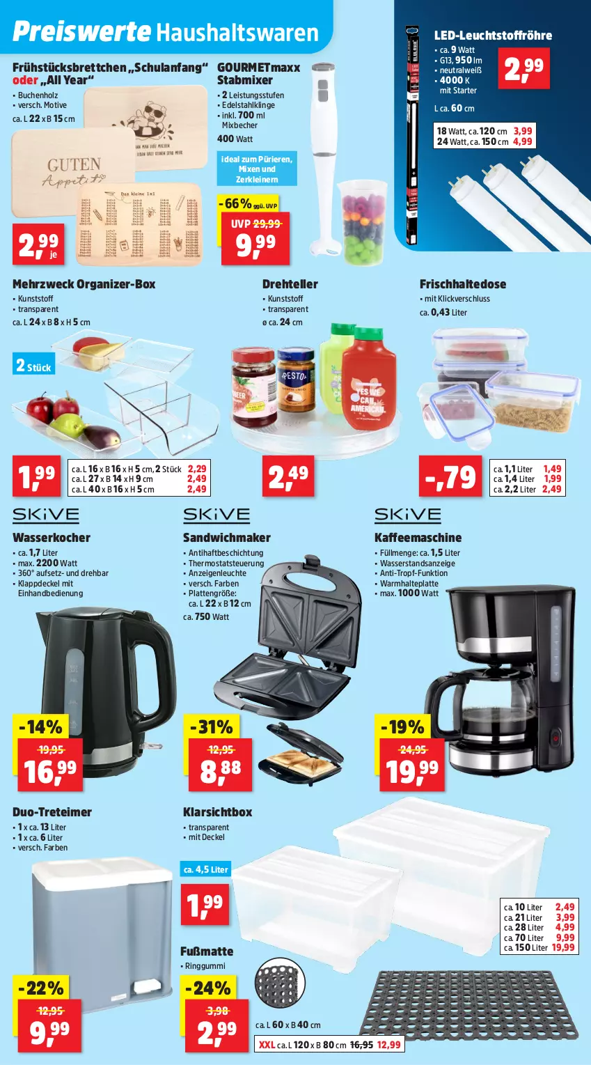 Aktueller Prospekt Thomas Philipps - von 08.09 bis 13.09.2025 - strona 4 - produkty: Becher, Brettchen, buch, decke, Deckel, edelstahl, eimer, eis, elle, Fußmatte, gourmetmaxx, Holz, kaffee, kaffeemaschine, Klarsichtbox, Kocher, latte, leine, Leuchte, Mixer, reis, ring, sandwich, stabmixer, teller, thermostat, Ti, treteimer, wasser, wasserkocher, weck