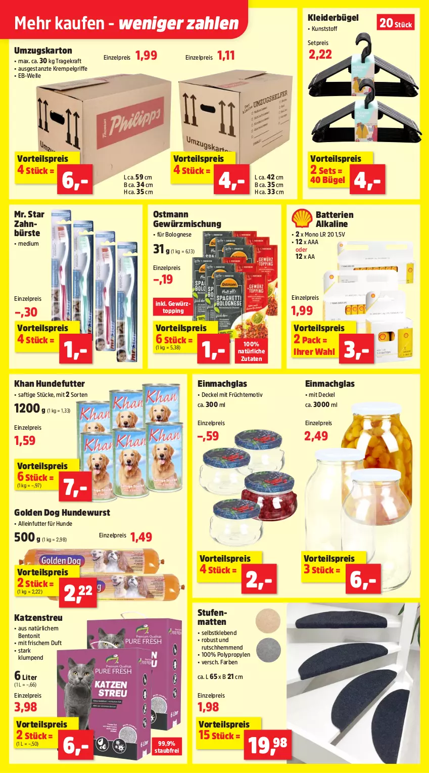 Aktueller Prospekt Thomas Philipps - von 08.09 bis 13.09.2025 - strona 9 - produkty: batterie, batterien, bolognese, bügel, bürste, decke, Deckel, einmachglas, eis, elle, früchte, gewürz, Gewürzmischung, Hundewurst, Katzenstreu, kleid, kleider, kleiderbügel, kraft, LG, mac, reis, saft, Stufenmatten, Ti, umzugskarton, vorteilspreis, wurst, zahnbürste, ZTE