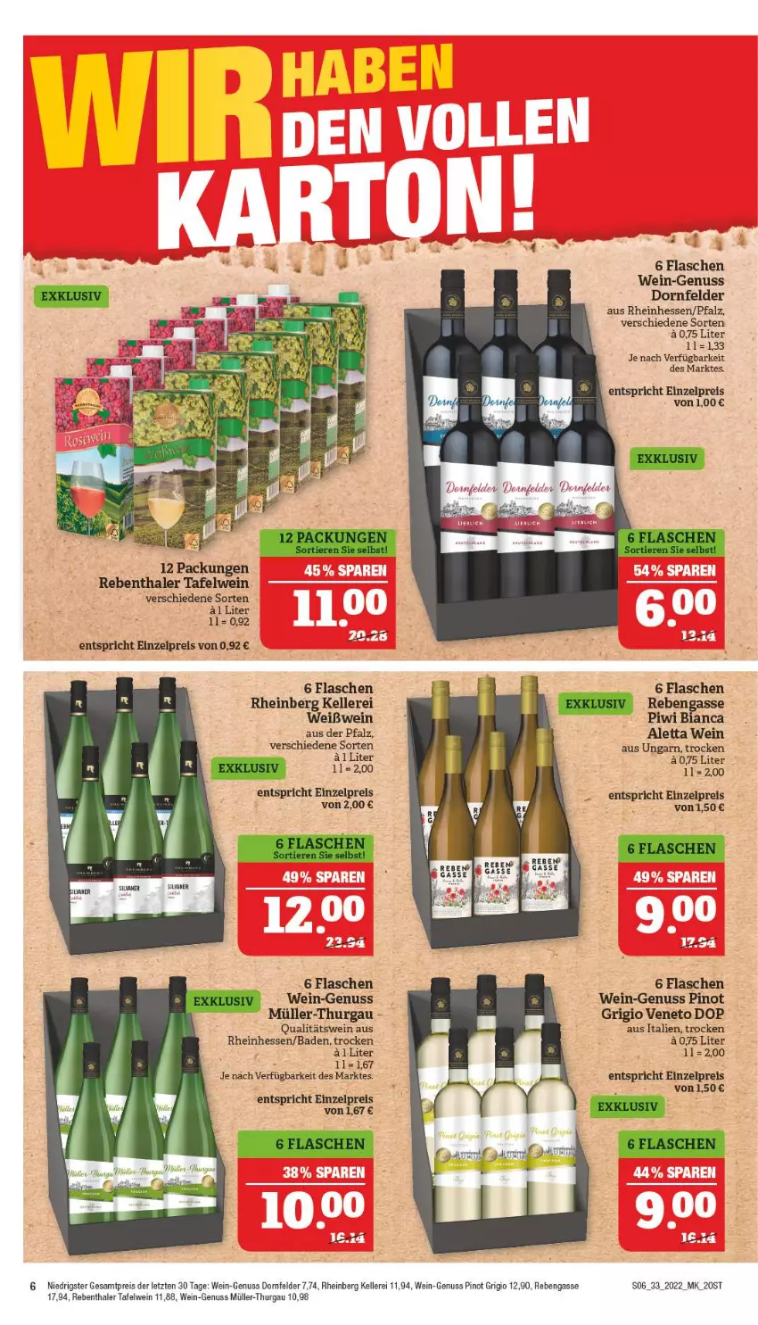 Aktueller Prospekt Marktkauf - Prospekt - von 14.08 bis 20.08.2022 - strona 6 - produkty: Bad, dornfelder, eis, elle, flasche, Müller, Müller-Thurgau, nuss, Pinot, pinot grigio, qualitätswein, reis, wein, Weißwein, ZTE