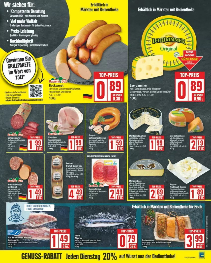 Aktueller Prospekt Edeka - Prospekte - von 13.04 bis 20.04.2024 - strona 7 - produkty: eis, grill, Käse, lachs, leerdammer, mac, nuss, reis, schnittkäse, tee, Ti, top-preis