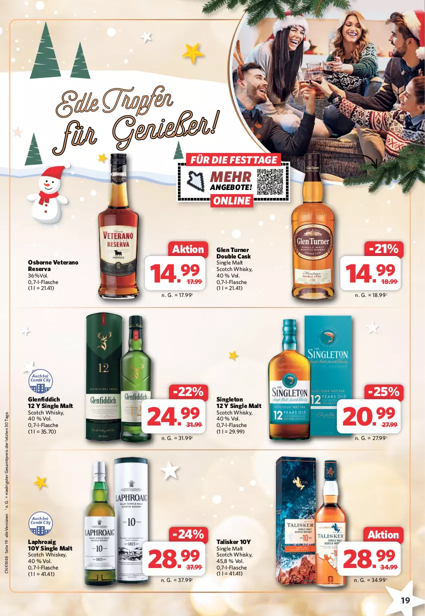 Aktueller Prospekt Combi - Prospekte - von 27.11 bis 02.12.2023 - strona 19 - produkty: angebot, angebote, eis, flasche, laphroaig, osborne, reis, scotch, scotch whisky, single malt, Ti, veterano, whiskey, whisky, ZTE