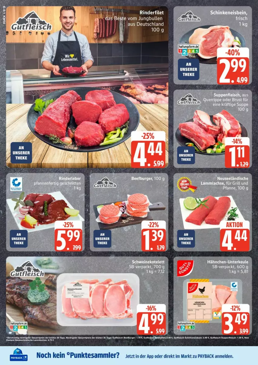 Aktueller Prospekt Edeka - Prospekte - von 12.01 bis 17.01.2026 - strona 10 - produkty: beef, burger, eis, fleisch, Fleisch Suppe, grill, gutfleisch, payback, reis, schinken, suppe, suppen, suppenfleisch, tesa, Ti, Yo, ZTE