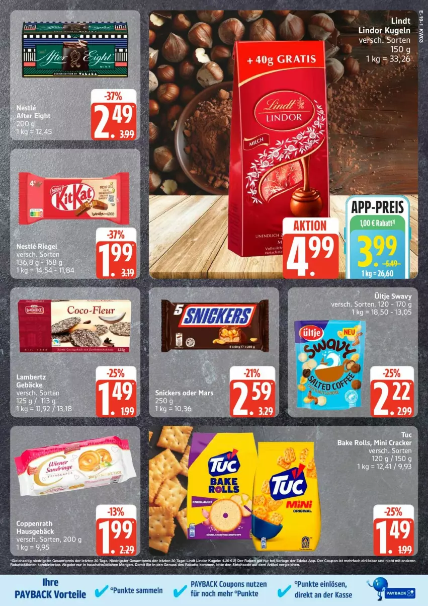 Aktueller Prospekt Edeka - Prospekte - von 12.01 bis 17.01.2026 - strona 21 - produkty: coupon, coupons, cracker, lindt, payback
