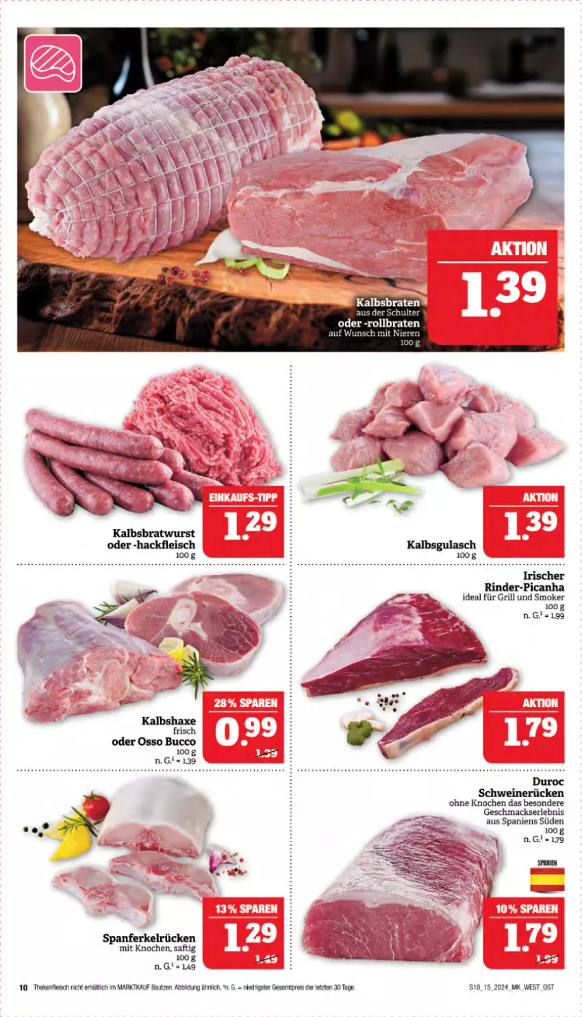 Aktueller Prospekt Marktkauf - Prospekt - von 07.04 bis 13.04.2024 - strona 12 - produkty: axe, Bau, bratwurst, eis, fleisch, grill, gulasch, hackfleisch, Haxe, ideal für grill, Kalbsbratwurst, Kalbshaxe, mac, reis, rind, rinder, saft, schwein, schweine, schweinerücken, Ti, wein, weine, wurst, ZTE