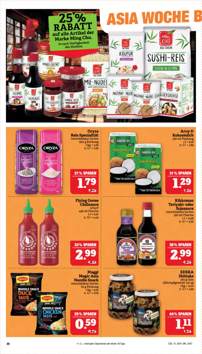 Aktueller Prospekt Marktkauf - Prospekt - von 07.04 bis 13.04.2024 - strona 22 - produkty: eis, flasche, kokos, kokosmilch, milch, oryza, reis, sauce, snack, soja, sojasauce, Spezi, Sushi, ZTE