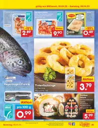 Gazetka promocyjna Netto Marken-Discount - Filial-Angebote - Gazetka - ważna od 08.04 do 08.04.2023 - strona 39 - produkty: angebot, aqua, bestpreis, creme, eis, elle, fisch, forelle, garnelen, ingwer, küche, Küchen, maggi, maggi fix, reis, rel, ring, salz, sauce, Schal, Schale, soja, sojasauce, Sushi, Ti, Tintenfischringe, usb, wasa, ZTE